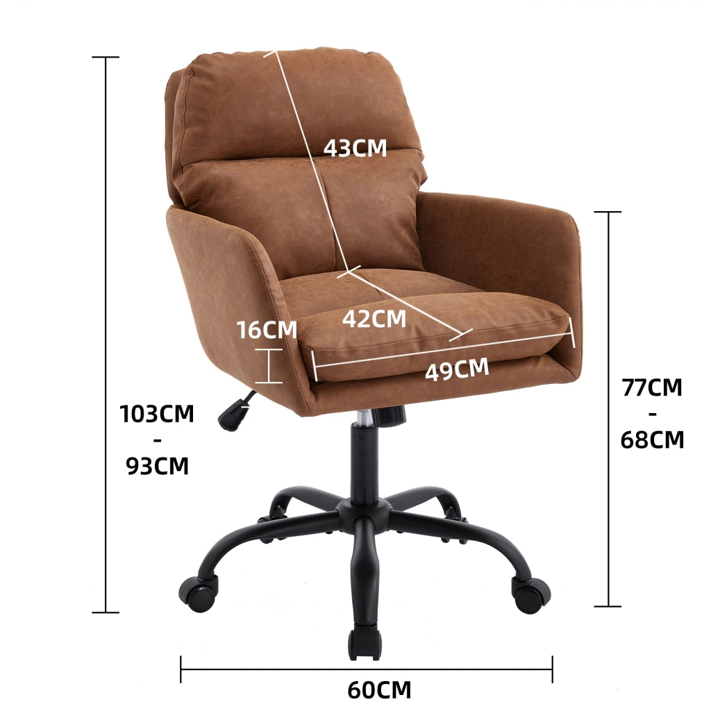 Sedia in similpelle PU - Zephmum - Base nera, regolabile in altezza, per ufficio, camera da letto, toeletta
