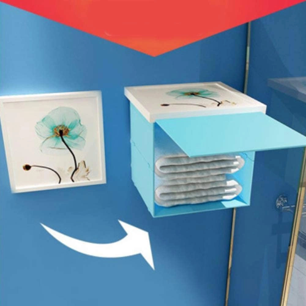 Trade Shop - Armadietto Da Bagno Nascosto Pieghevole Impermeabile Portaoggetti Salvaspazio -