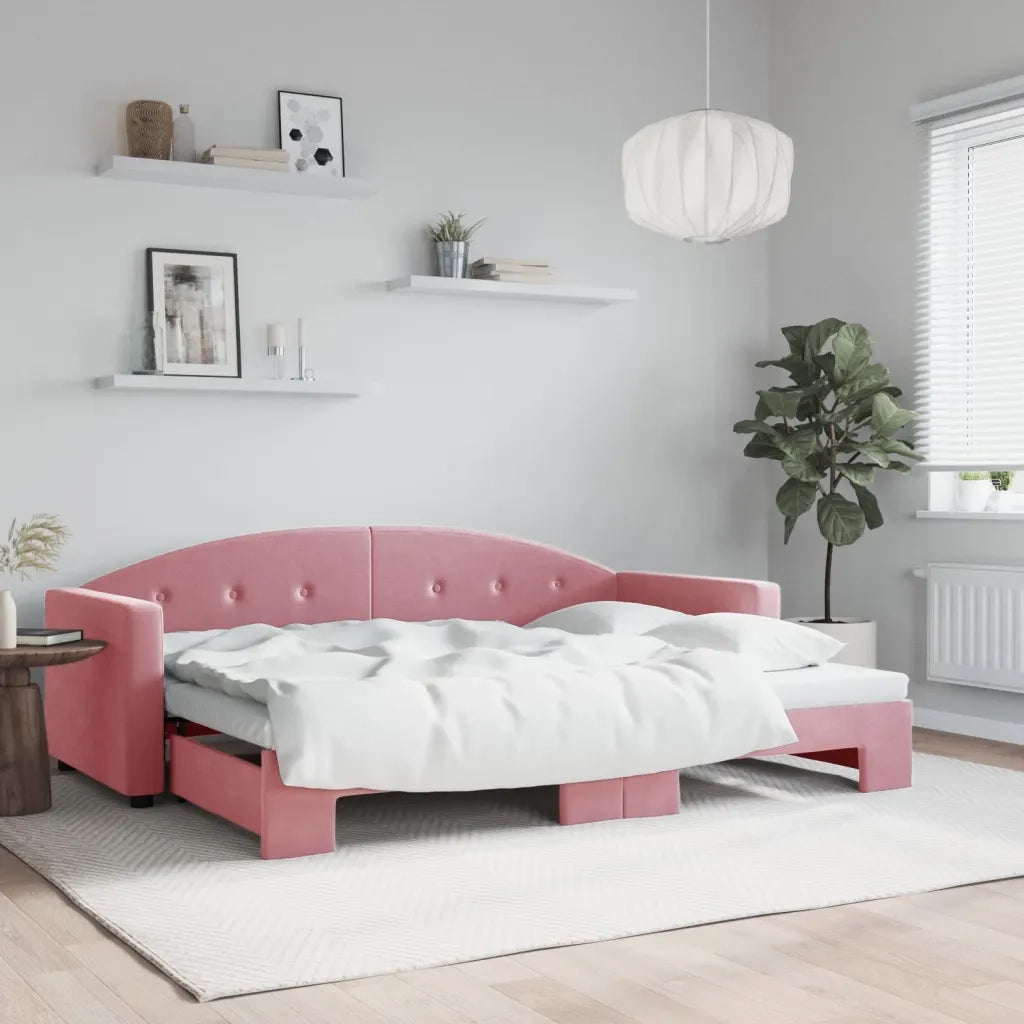 Divano Letto con Letto Estraibile Rosa 80x200 cm in Velluto 3197297