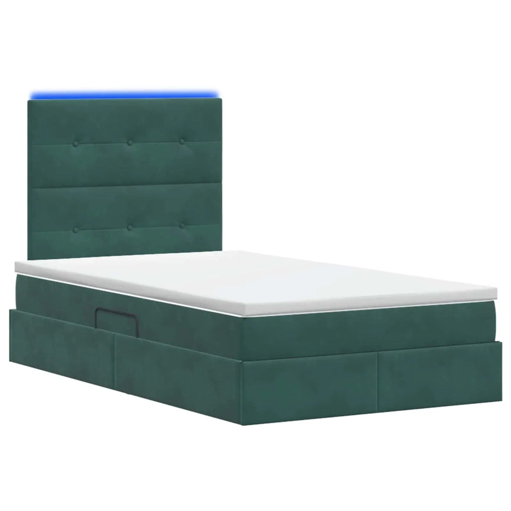 Letto con contenitore LED e materasso Verde Scuro 120 x 190 cm 3460119
