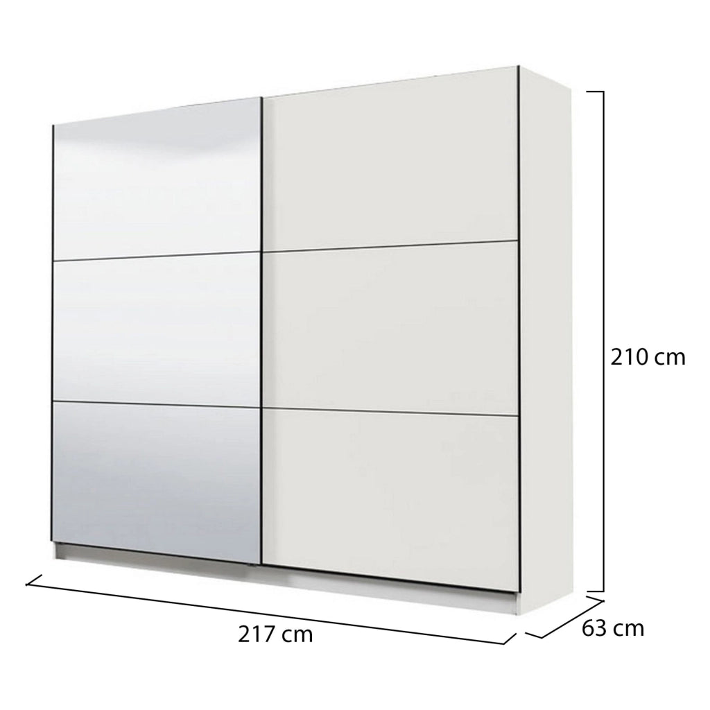 Armadio Camera da Letto Soncino, Guardaroba Grande Appendiabiti, 217x210h cm Bianco Opaco