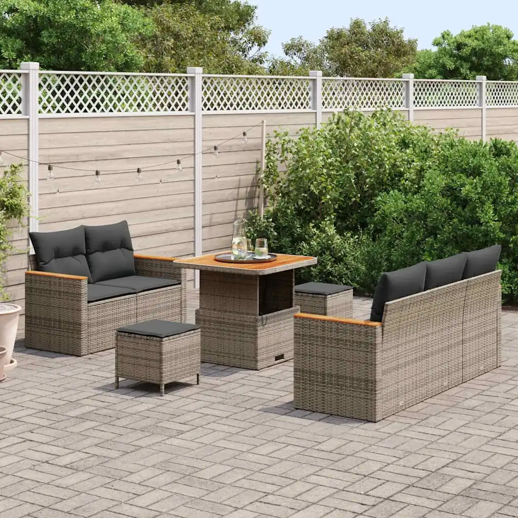 Set Divano da Giardino con cuscino 10 pcs Grigio polyrattan 3364938