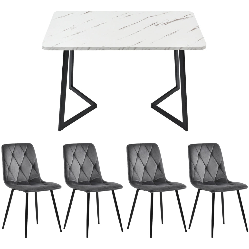 Set tavolo e sedie 117x68 cm; moderno; MDF; grigio