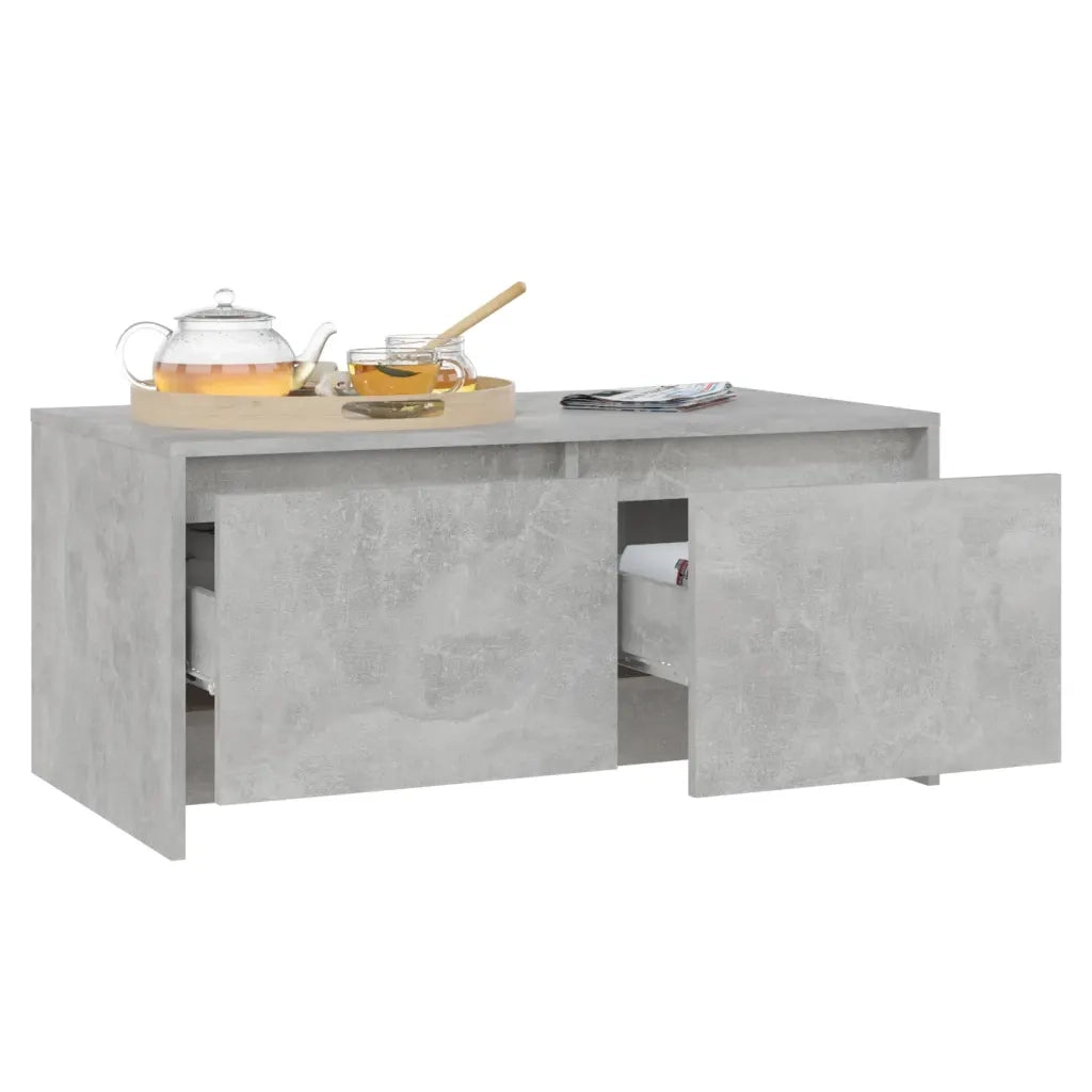 Tavolino da Salotto Grigio Cemento 90x50x41,5 cm in Truciolato 809822