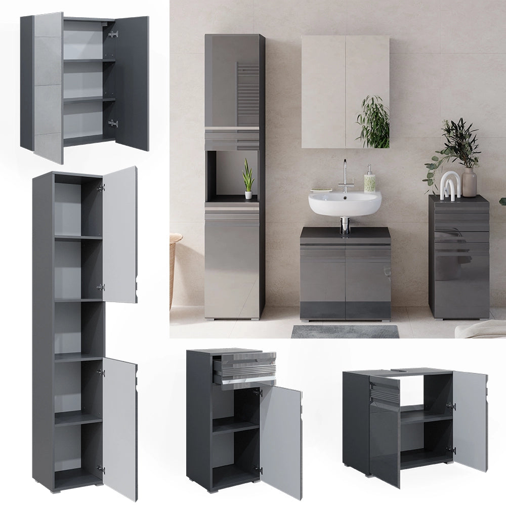 Vicco Set mobili bagno Antracite lucido 4 parti