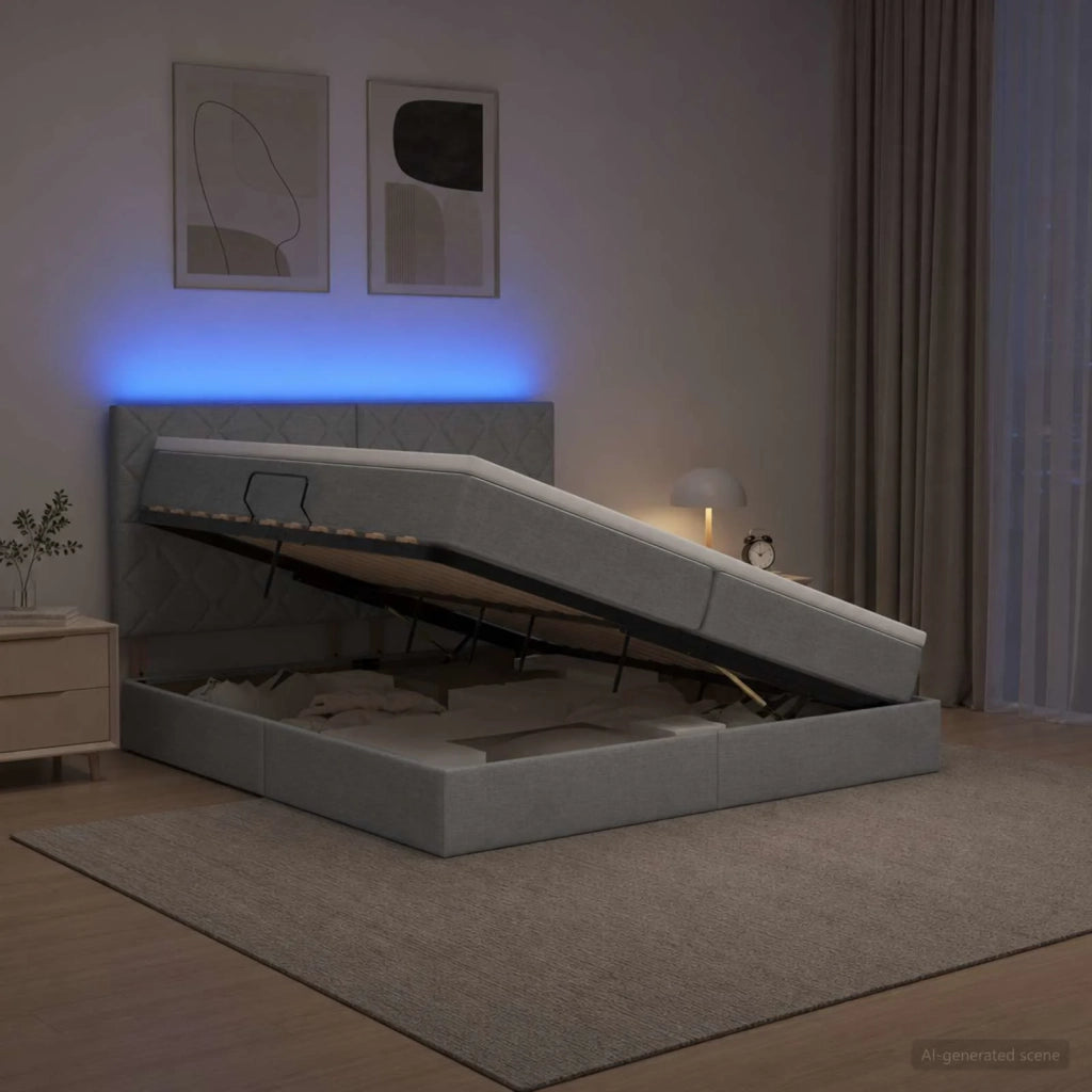 Letto con contenitore LED e materasso Grigio Chiaro 3460029