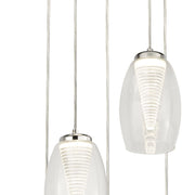 Lampadario Contemporaneo Ciclon Acciaio Cromo Vetro Trasparente Led 27W 3000K