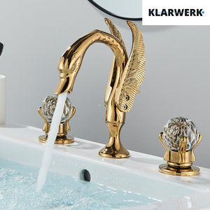 ADRIAN | Rubinetto da bagno a 3 fori grande cigno oro |per vasca dal design lussuoso per catering alberghiero miscelatore per lavabo a 2 maniglie