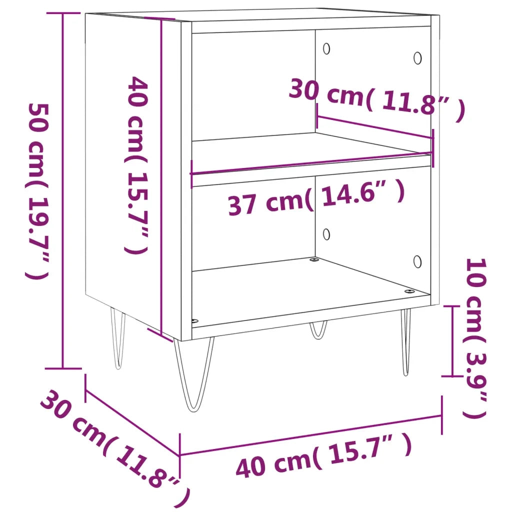 Comodini 2 pz Neri 40x30x50 cm in Legno Multistrato 826783