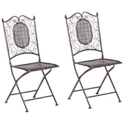Set di 2 Sedie da Giardino Bistro Pieghevoli in Metallo Nero stile retrò esterno terrazzo