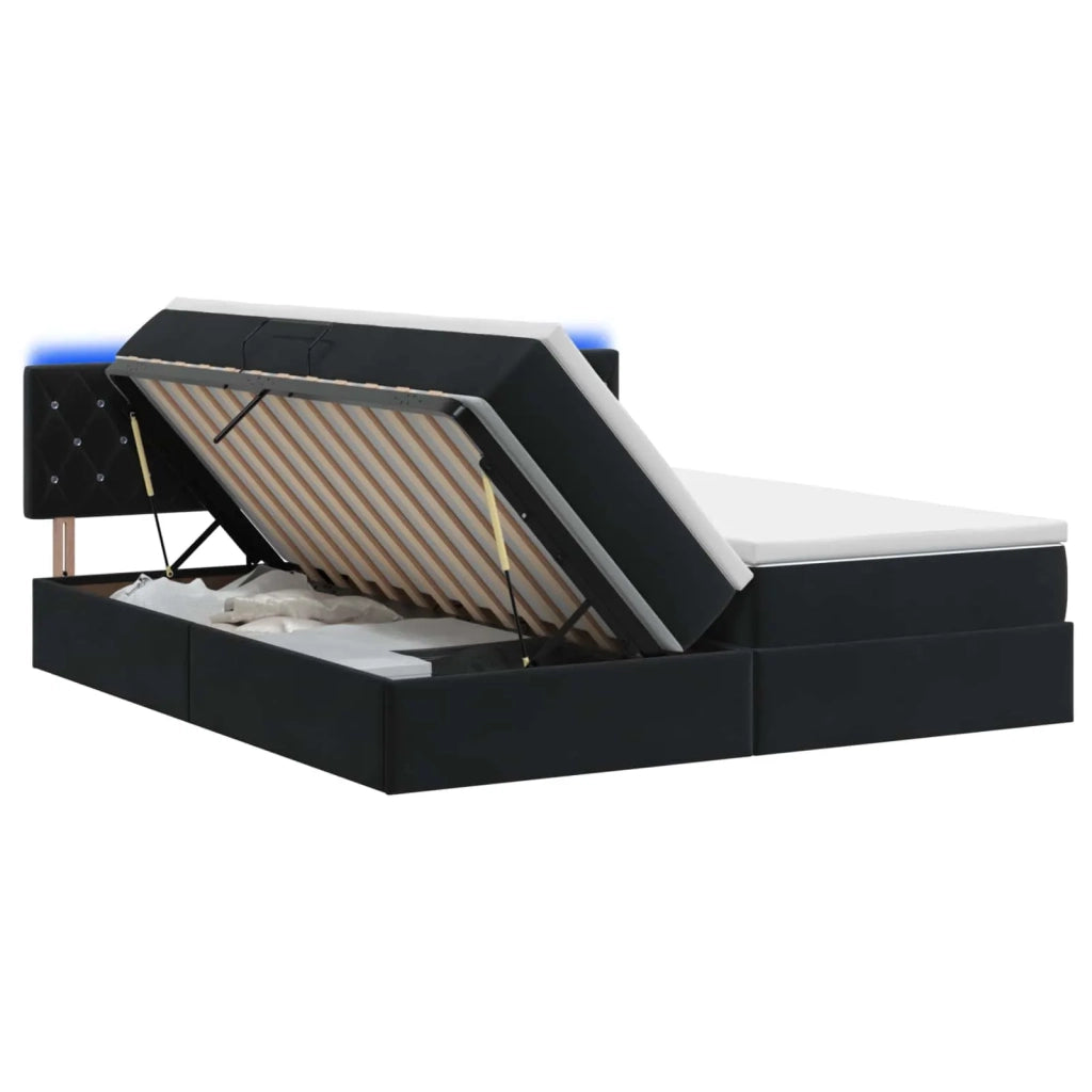 Letto con contenitore LED e materasso Nero 200 x 200 cm Velluto 3459380
