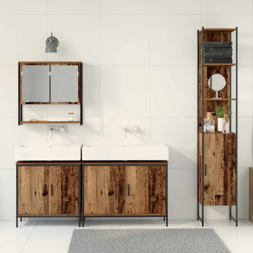 Set di mobili per il bagno 4 pcs Marrone Legno multistrato 3334415