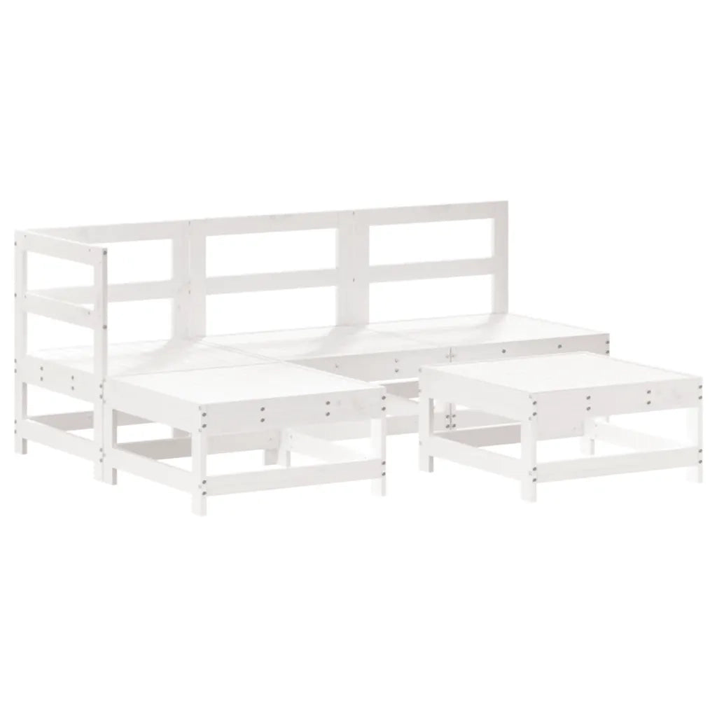 Set Salotto da Giardino 5 pz Bianco in Legno Massello di Pino 3186523