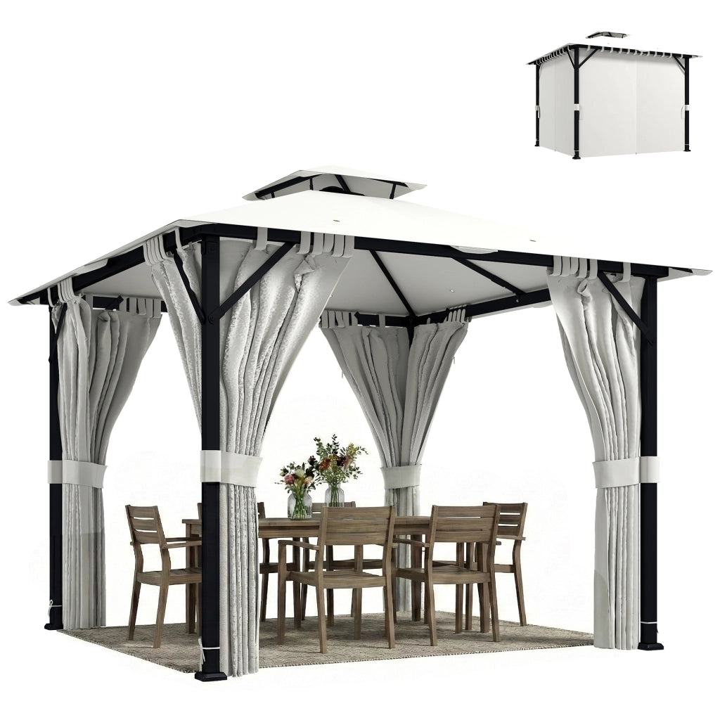 Tonnelle da giardino 3x3m ¨C zephmum ¨C crema, metallo, 300x300x250 cm
