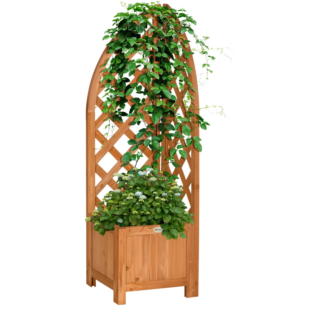 Fioriera con graticcio angolare ¨C zephmum ¨C marrone, legno, 32x32x108 cm