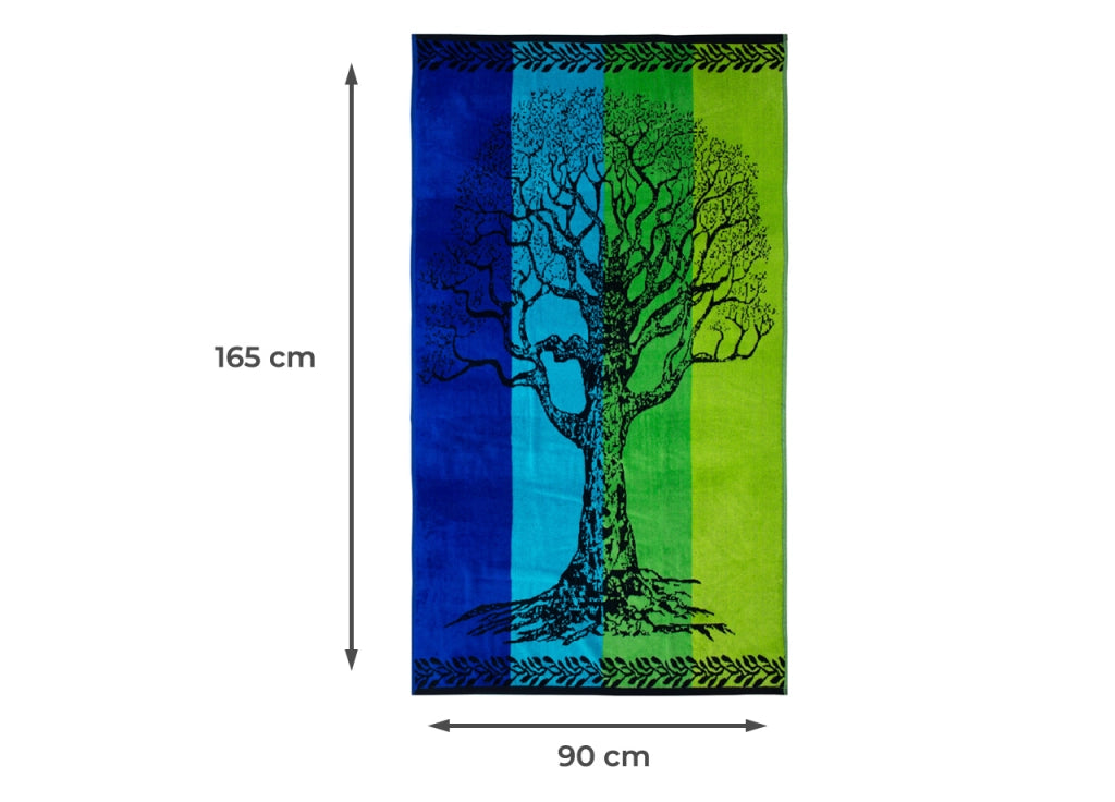Telo Mare Jacquard Spugna Asciugamano Spiaggia Disegno Life Tree - Telo Mare - Verde