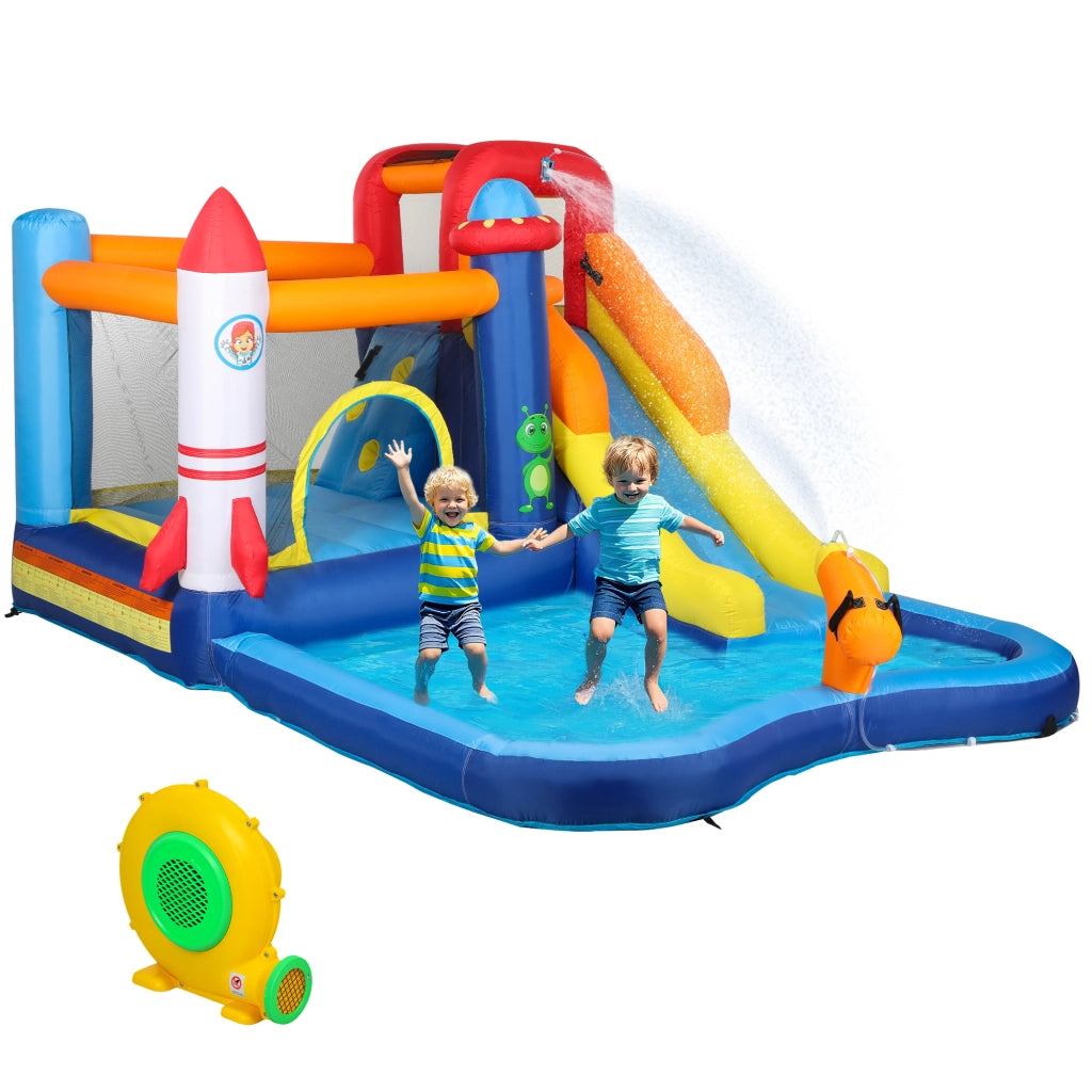 Castello gonfiabile 5 in 1 con scivolo e piscina ¨C zephmum ¨C 550W