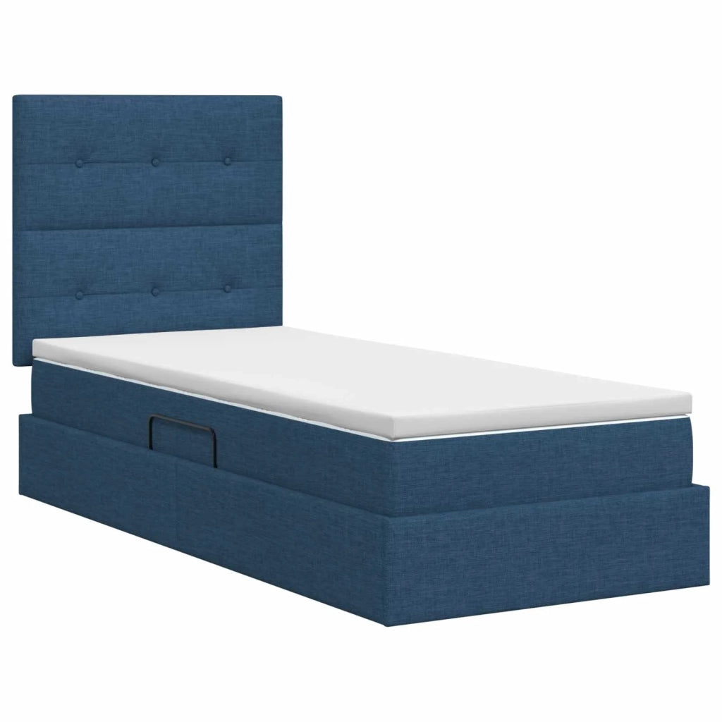 Letto con contenitore e materasso Blu 90 x 200 cm Tessuto 3459482