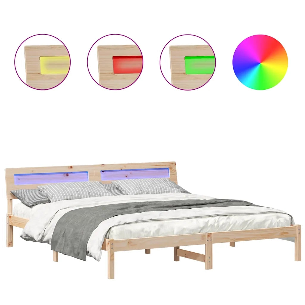 vidaXL Struttura del letto con luci a strisce a LED Marrone