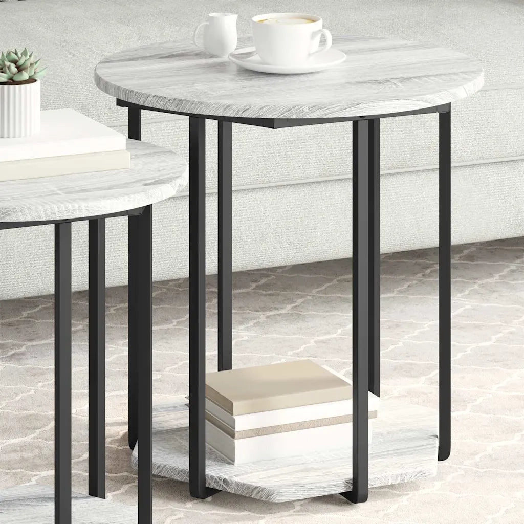 Set tavolini con lo scaffale 2 pcs Grigio 869717