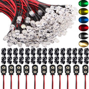 LED Diodi LED Ultra Luminosi - 5mm - Inclusa Batteria Porta - 60 Unità - 20cm Lunghezza Cavo