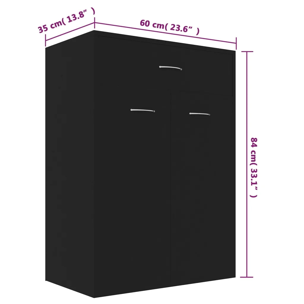Scarpiera Nera 60x35x84 cm in Legno Multistrato 801072