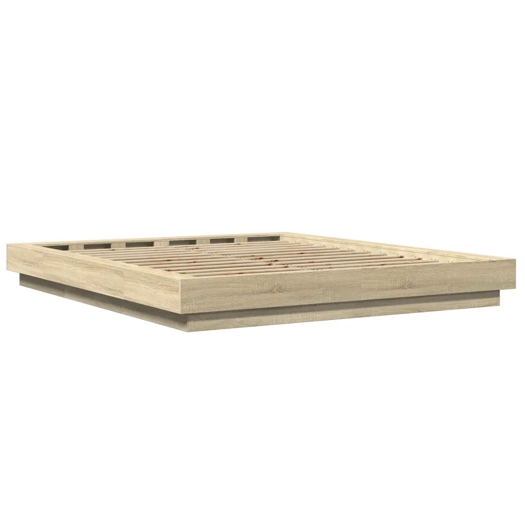 Giroletto Luci LED Rovere Sonoma 160x200 cm Legno Multistrato