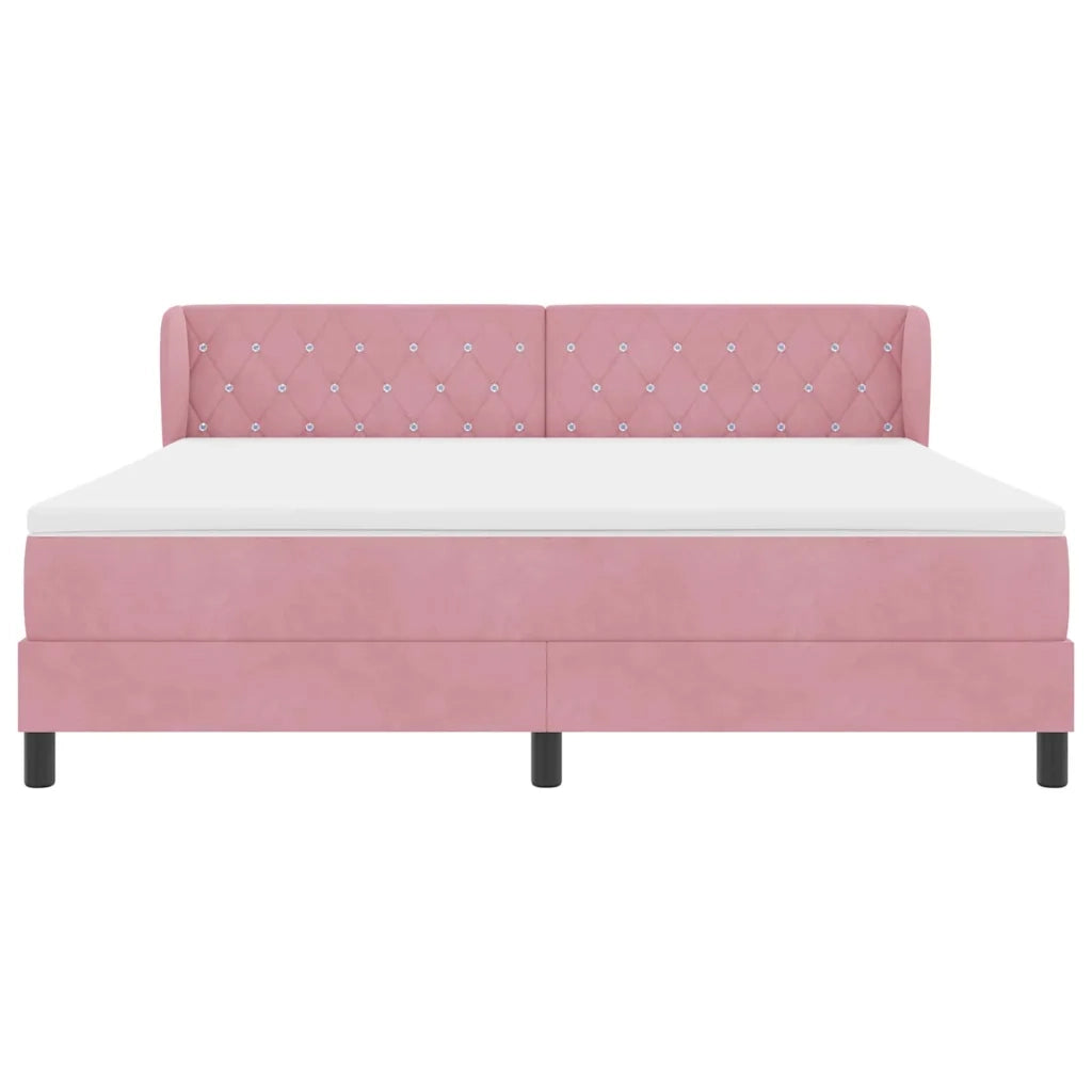 Letto a molle con testiera Rosa 180 x 200 cm Velluto 3340351