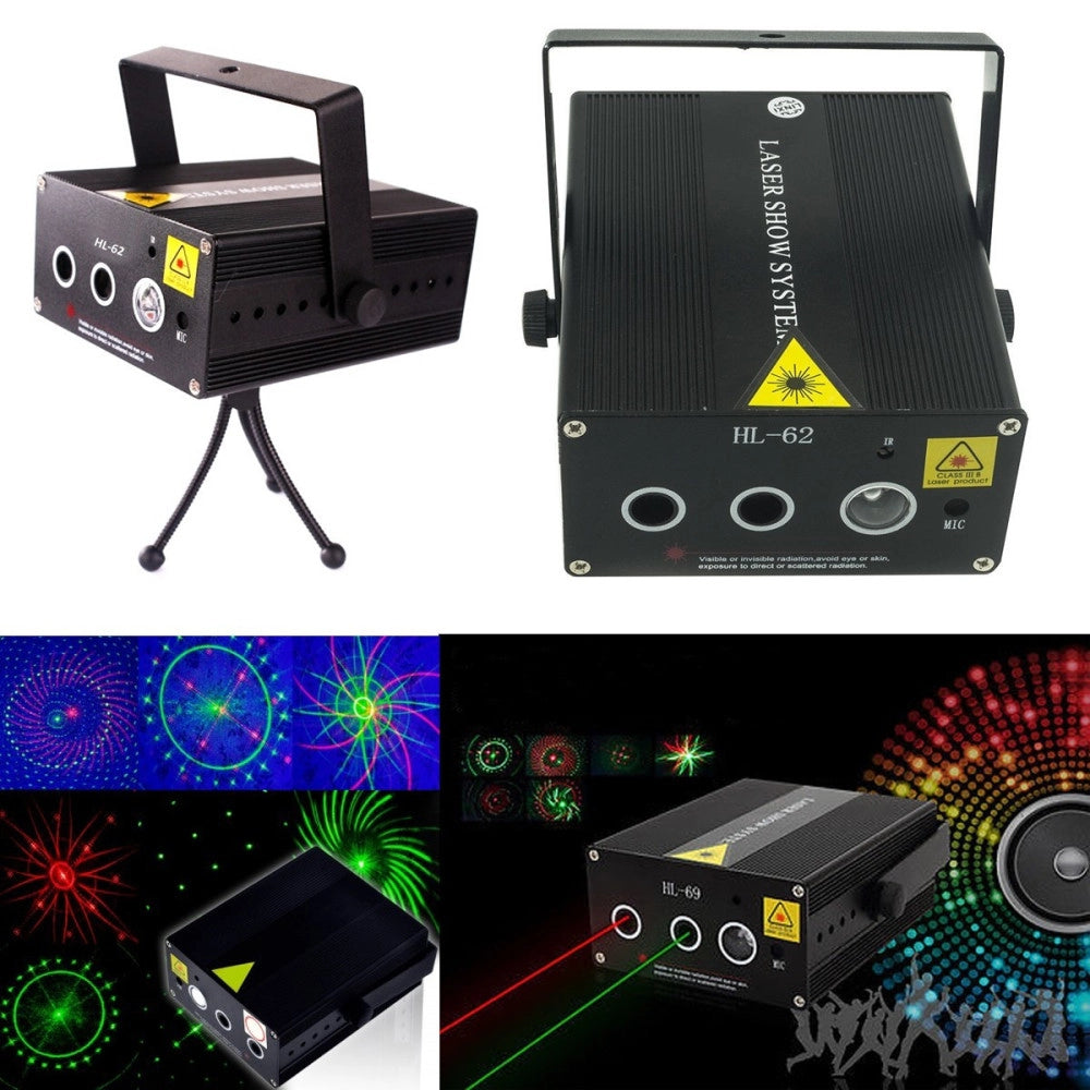 Trade Shop - Proiettore Mini Doppio Laser Effetto Luci Per Disco Discoteca Luce Rossa Verde -