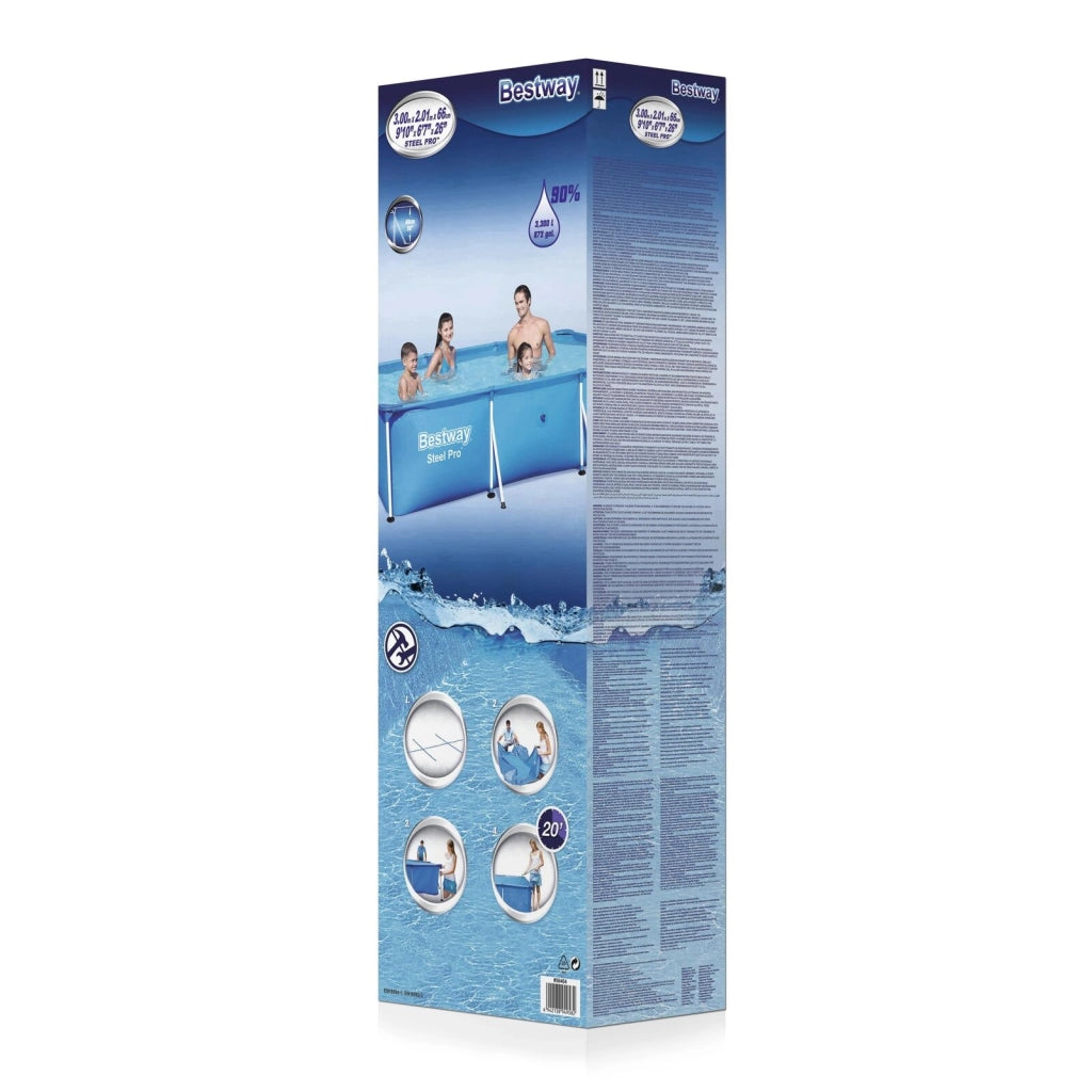 Bestway 56404 Steel Pro Piscina Fuori Terra Rettangolare 300x201x66 cm TriTech 3300 L colore Blu