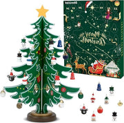 Calendario di Natale 2023 con albero di Natale in legno e 36 decorazioni - Calendario da seguire per bambini