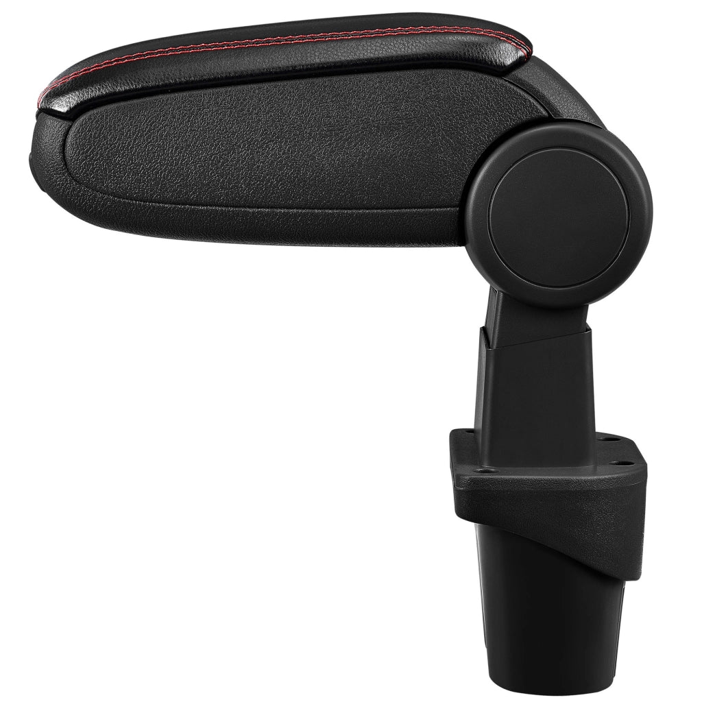 [pro.tec] Bracciolo centrale - Poggiabraccio con vano portaoggetti - imbottito - in similpelle - nero con cucitura rossa - VW Touran / Caddy