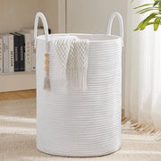 Wasmachina per giocattoli - contenitore di stoccaggio con maniglia - realizzato a mano in cotone - bianco pulito - 38 cm (D) x 50 cm (H)