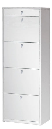 Scarpiera mobile porta scarpe 4 ante a ribalta H164 L63 P29 Cm colore Bianco Fiammato Sk568k Sarmog