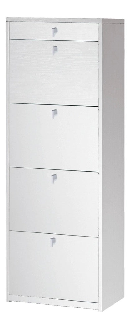 Scarpiera mobile porta scarpe 4 ante a ribalta H164 L63 P29 Cm colore Bianco Fiammato Sk568k Sarmog