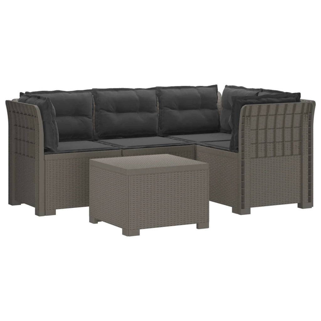 Divano da giardino 4 posti con cuscini aspetto rattan PP 3444027