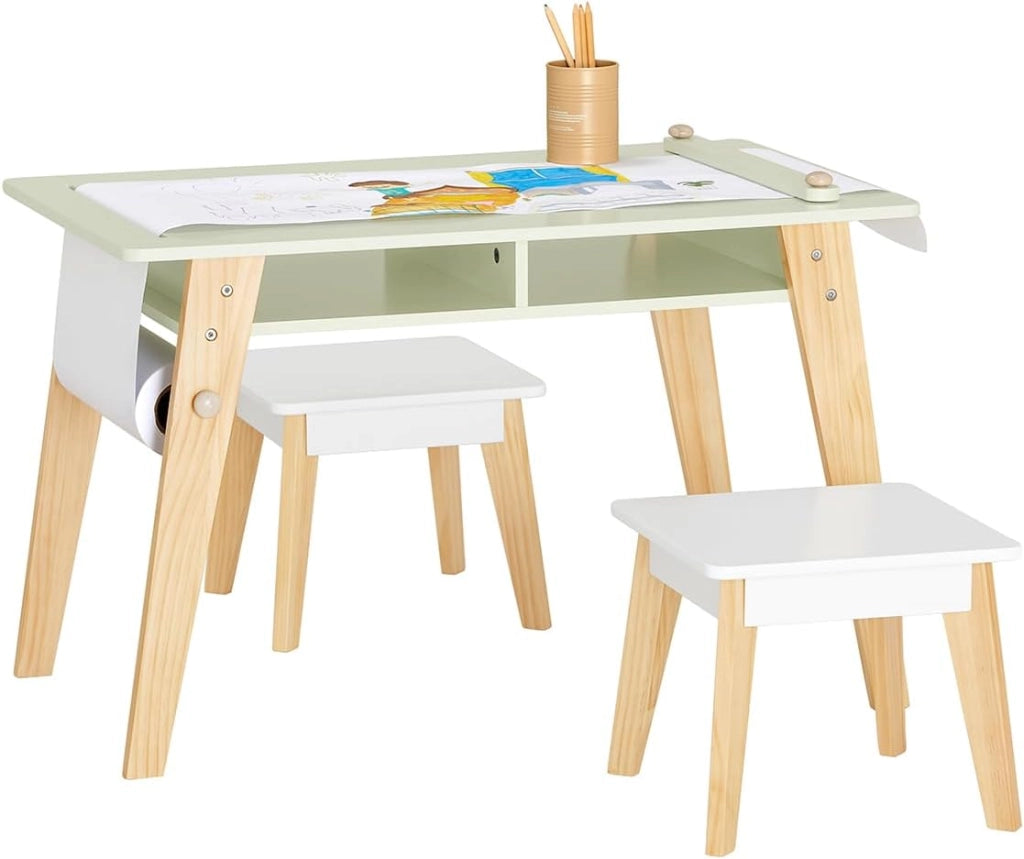 Tavolo per bambini con 2 sedie Set mobili per bambini Tavolo da dipingere per bambini Verde KMB92-GR