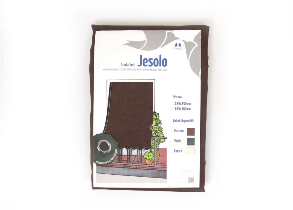 Tenda Da Sole A Caduta Per Esterno Balcone Casa Telo Ombra UV Modello Tinta Unita - 145x250 - Marrone