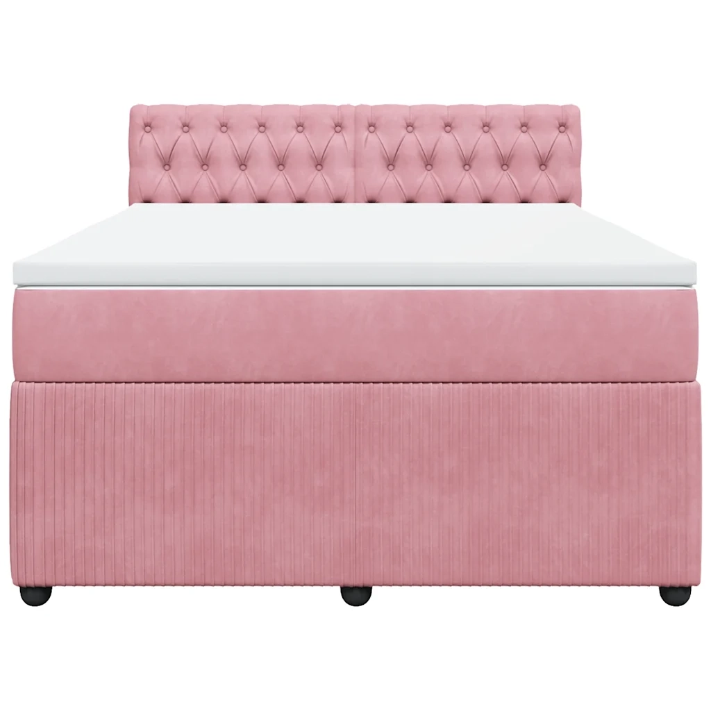 Giroletto a Molle con Materasso Rosa 140x190 cm in Velluto