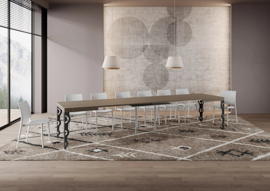 Tavolo allungabile 120/380x90 cm Karamay tortora gambe antracite