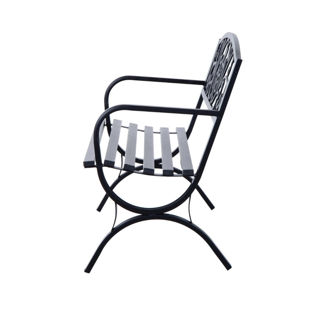 Panchina da Giardino 2 Posti in Ghisa Lavorata Nero 127x60x85 cm