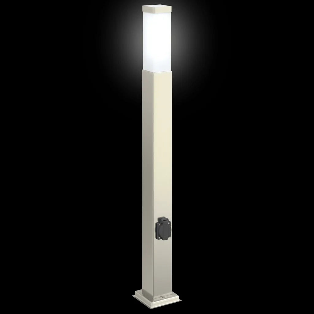 Lampada a paletto con presa elettrica 80 cm Acciaio Inox IP44 4006061