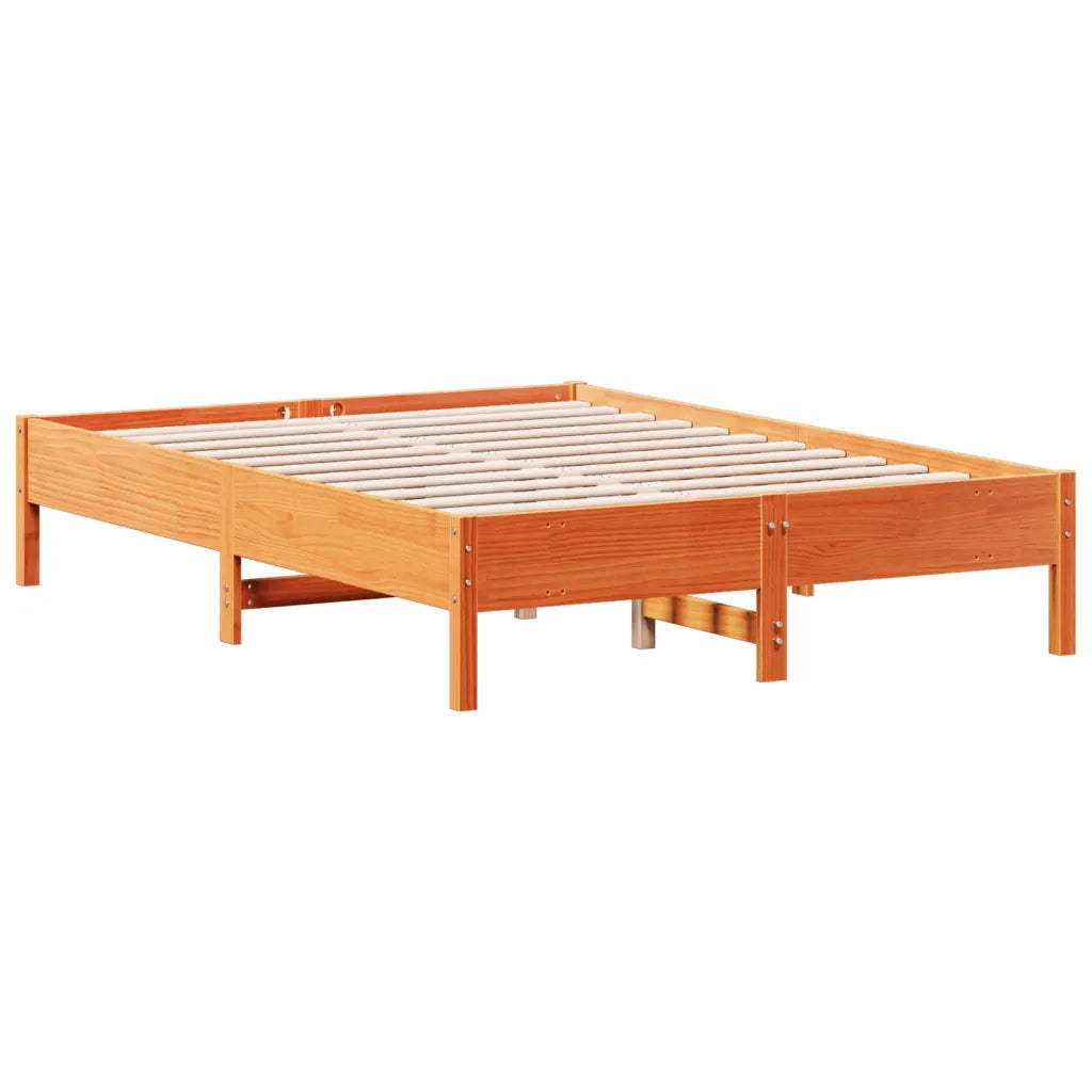 Letto senza Materasso Marrone Cera 140x190 cm in Legno di Pino 842717