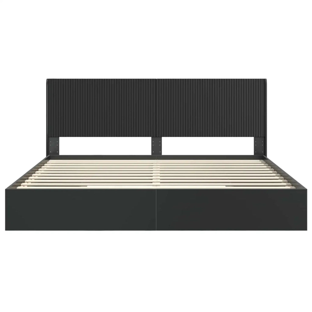 Struttura del letto con stoccaggio e testata Nero 200 x 200 cm