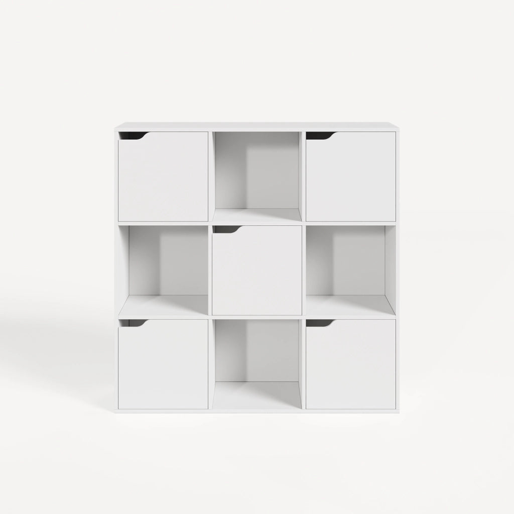 Scaffale per Cameretta Ljunshund con Vani Chiusi e Aperti 90 x 90 x 30 cm - Bianco [en.casa]