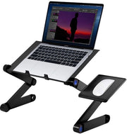 Tavolo per laptop 360° regolabile - Pieghevole - In alluminio - Antiscivolo - Portatile - Design ergonomico con piano per mouse - Supporto per laptop