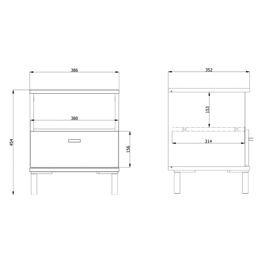 Jinja, Comodino un Cassetto, 39x35x45h cm Bianco Opaco