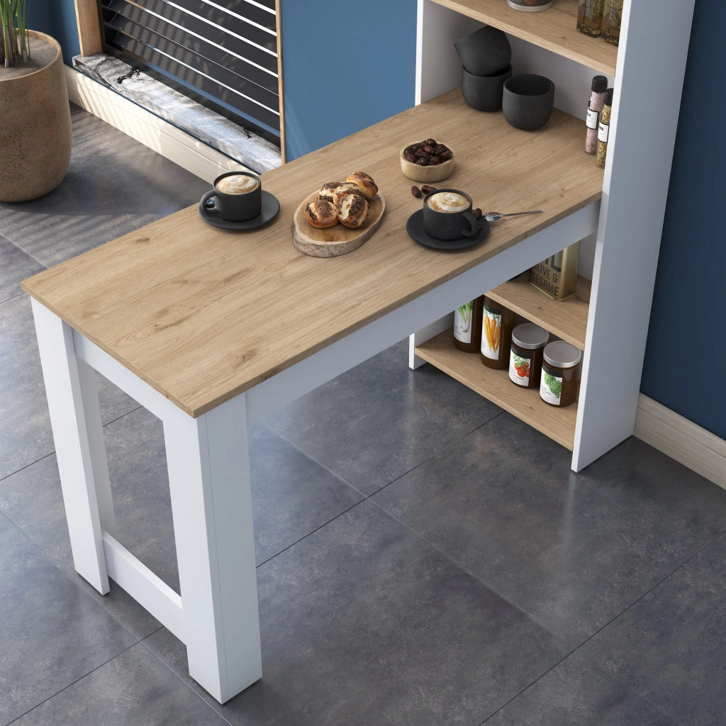 Tavolo da pranzo in legno "Jong" con ripiani - 120 x 54 x 154 cm - Marrone
