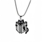 Collana Unisex Vintage - Nero Emaille Pendente - Caricatura Animale - Accessori per Donna - Materiale Ipoadergetico - Ideale come Regalo - Collana per Donna