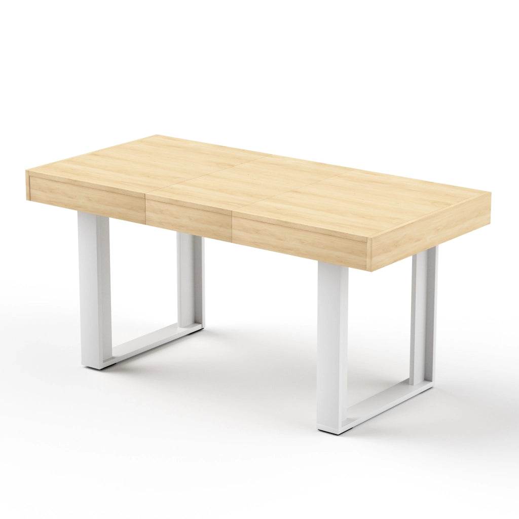 TAVOLO DA PRANZO ALLUNGABILE 120-160 CM LEGNO RIVESTITO NATURALE/BIANCO